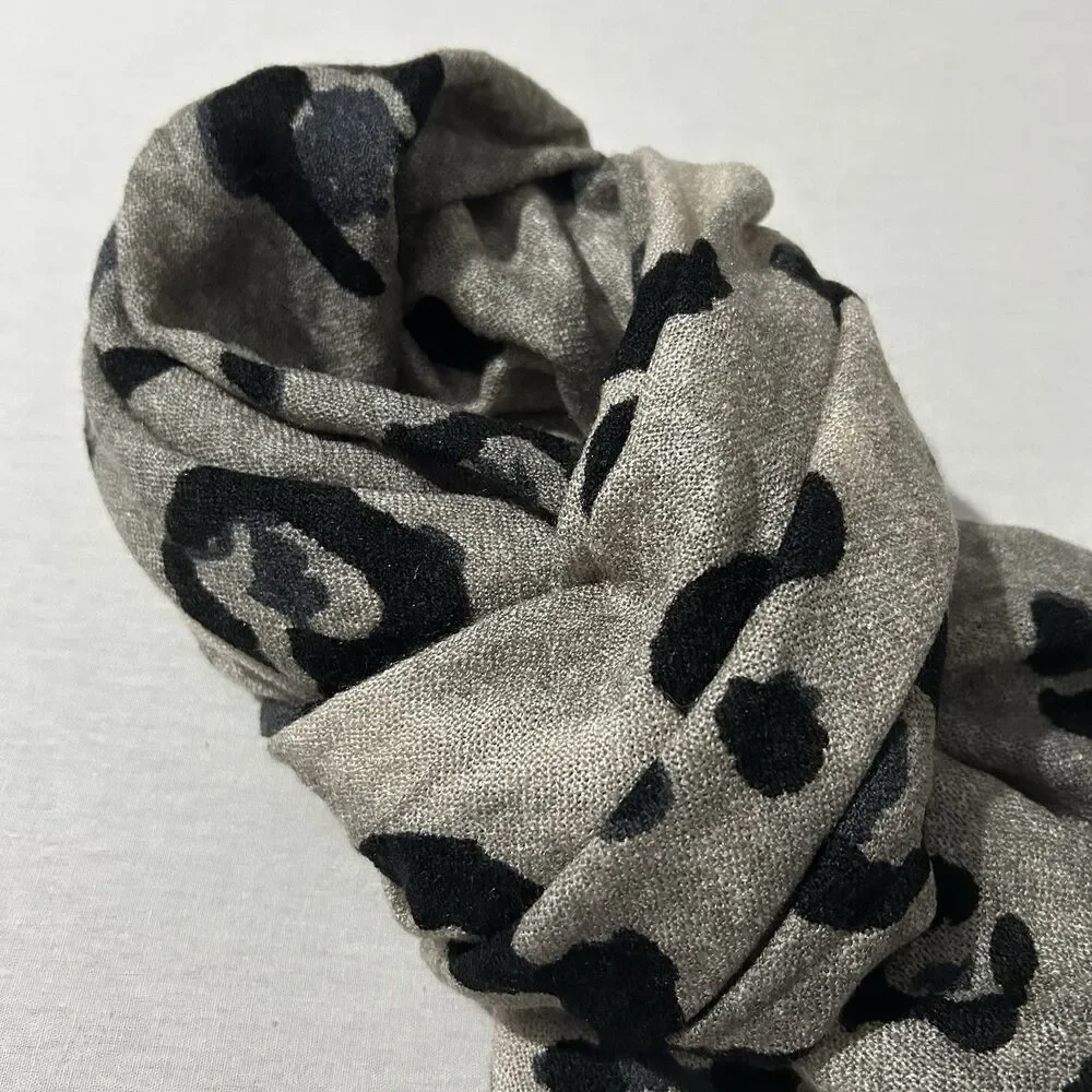 grey and black leopard print scarf